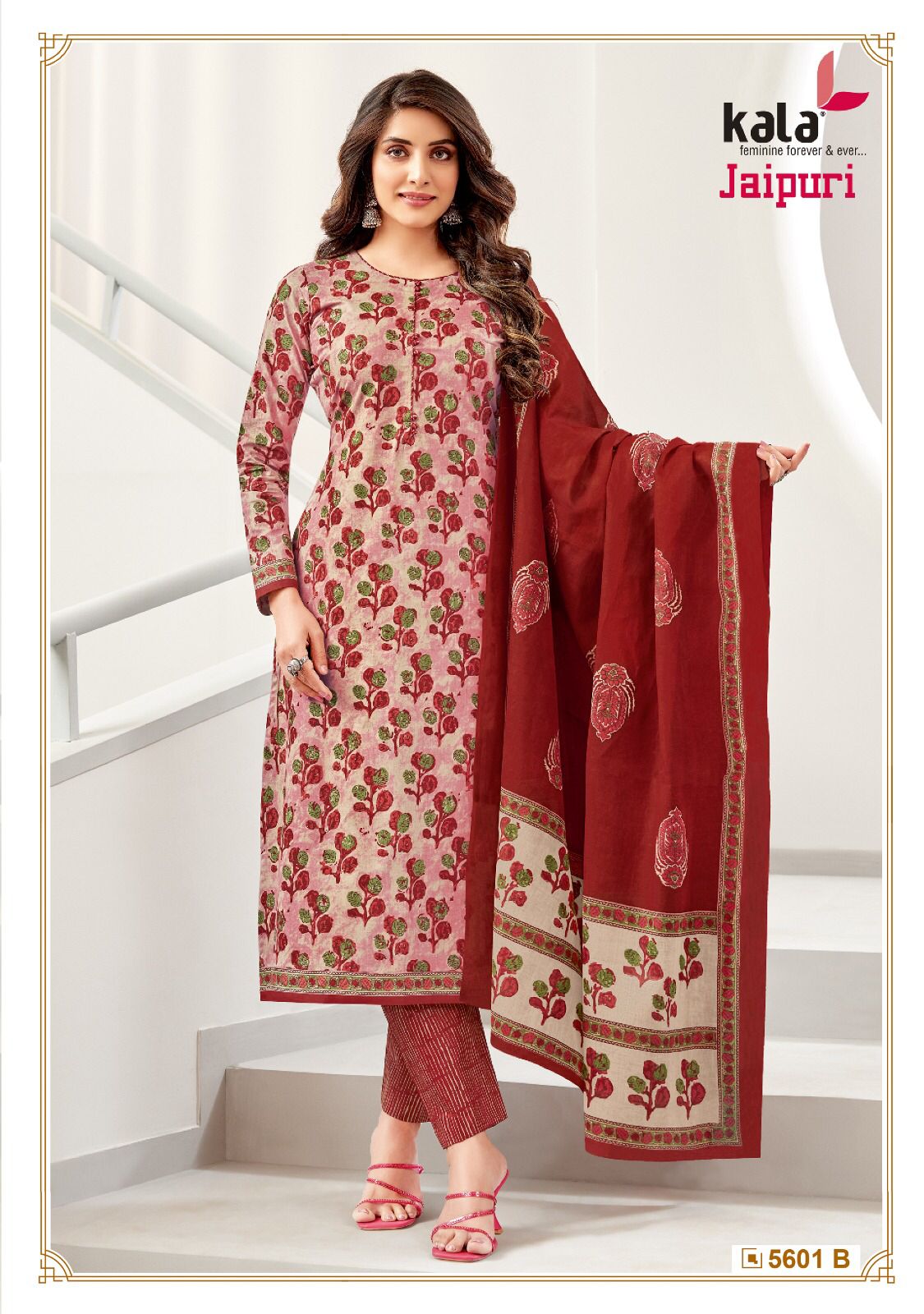 Jaipuri Vol 4 By Kala 5601 To 5612 Printed Cotton Dress Material Wholesale Market In Surat
